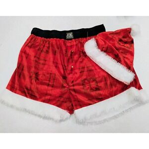 Joe Boxer Men's Red Santa Boxer Briefs and Hat Size‎ Large Christmas Holiday